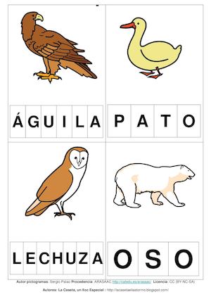 Lectoescritura Con Pinzas Pictograma Animal Castellano