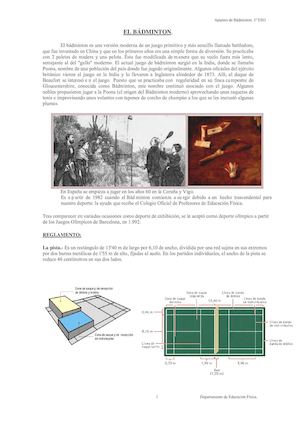Apuntes Badminton Eso1 Eva3