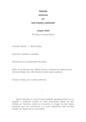 Pregón San Isidro Labrador