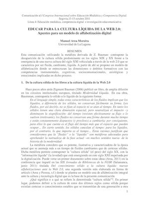 Educar para la cultura liquida de la WEB 2.O