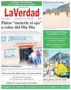 La Guaira, lunes 11 de abril de 2016 Año 19 Nº. 5967