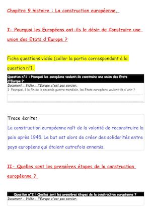 Chap 9 histoire: la construction européenne.