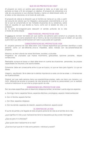 Que Es Un Proyecto De Vida