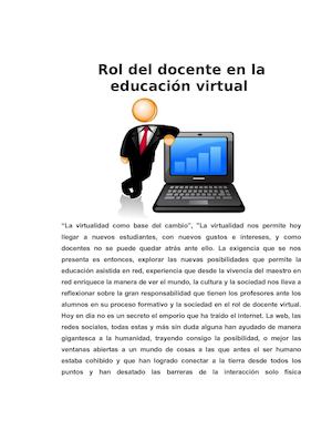 Rol Del Docente En La Educación Virtual