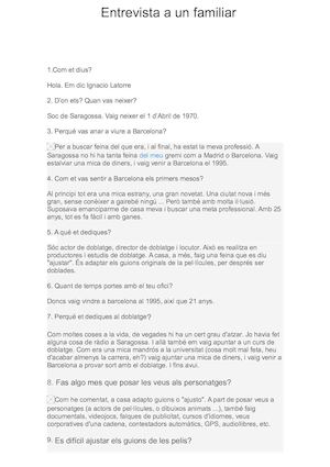 Entrevista A Un Familiar En Català