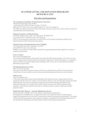 Example Planned Giving And Donation Programs Resource List