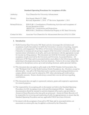 Example Standard Operating Procedures For Gift Giving