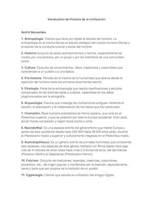 Vocabulario de  Historia 2