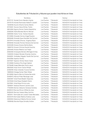 Listado Tributación y Aduana sede Los Puertos de Altagracia