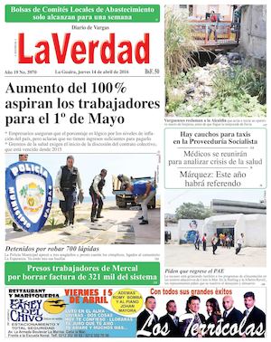 La Guaira, jueves 14 de abril de 2016 Año 19 Nº. 5970