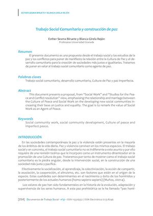 Dialnet Trabajo Social Comunitario Yconstruccion De Paz 4703099