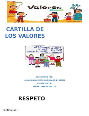 Cartillla De Los Valores