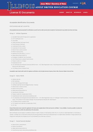 Illinois Adult Drivers Education License ID Documents