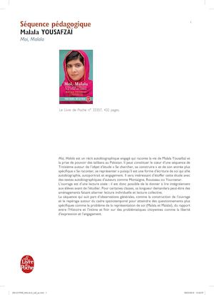 fiche pédagogique Moi Malala, de Malala Yousafzaï