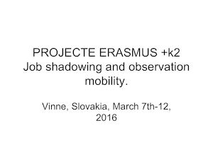 Projecte Erasmus +K2 Vinne