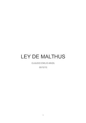 Monografía - Ley De Malthus