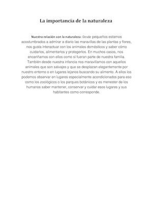 La Importancia De La Naturaleza