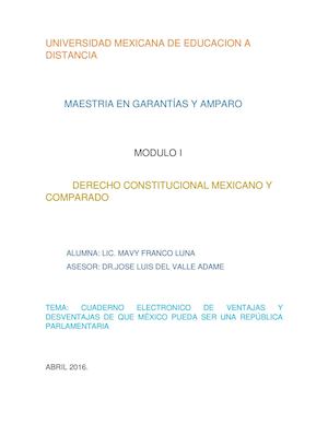 Cuaderno Electronico De Ventajas Y Desventajas De Que Mexico Sea Republica Parlamentaria