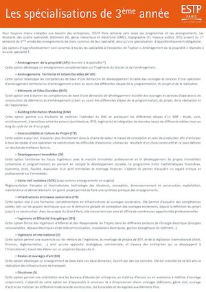 Les spécialisations de 3ème année