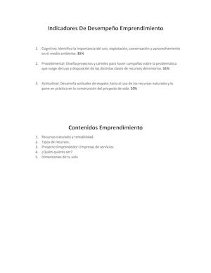 Indicadores De Desempeño Emprendimiento