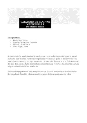 Catálogo De Plantas medicinales
