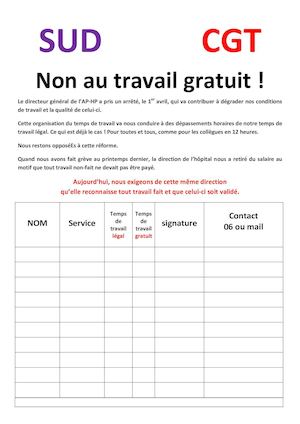 APHP Pétition Sud Cgt AVRIL 2016