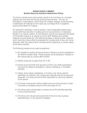 Bulletin Board & Lit Distribution Policy