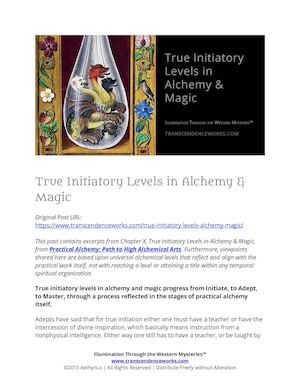 True Initiatory Levels In Alchemy And Magic