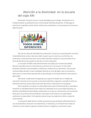 Atención a la diversidad en la escuela del siglo XXI