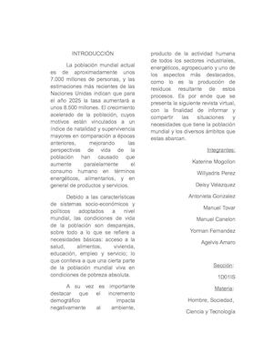 Necesidades de la población Mundial