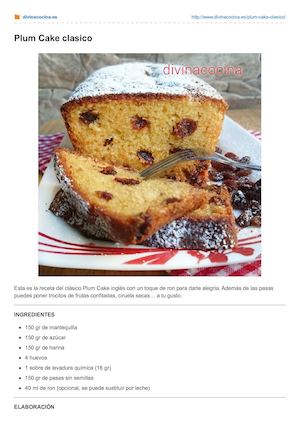 Divinacocina Es Plum Cake Clasico