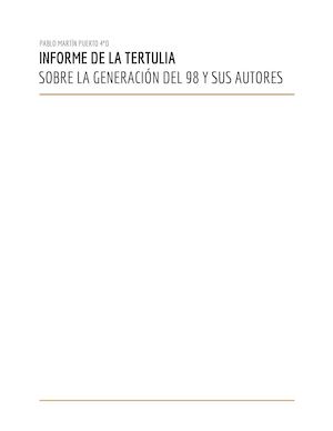 Informe De La Tertulia Sobre La Generación Del 98 Y Sus Autores