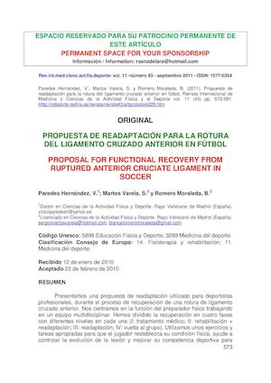 propuesta de readaptacion para la rotura del ligamento cruzado anterior