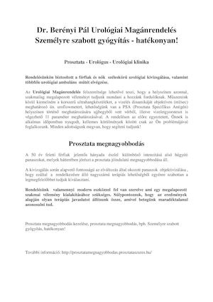 Prosztata megnagyobbodás kezelése urológiai klinikán