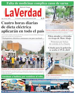 La Guaira, viernes 22 de abril de 2016 Año 19 Nº. 5978