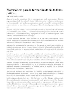 Matematica En Contextos Críticos