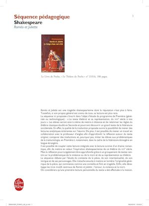 Fiche pédagogique - Roméo et Juliette, de Shakespeare