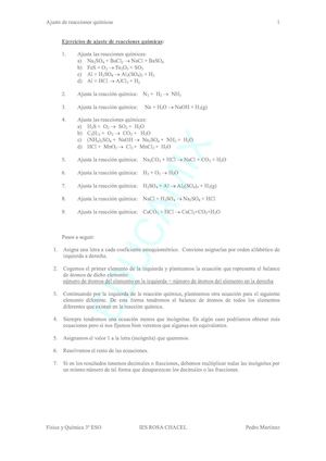 AJUSTE MATEMÁTICO DE REACCIONES