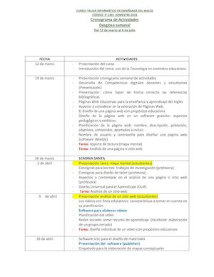 Cronograma De Actividades Actualizado