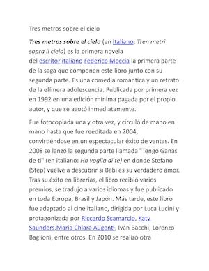 Tres Metros Sobre El Cielo