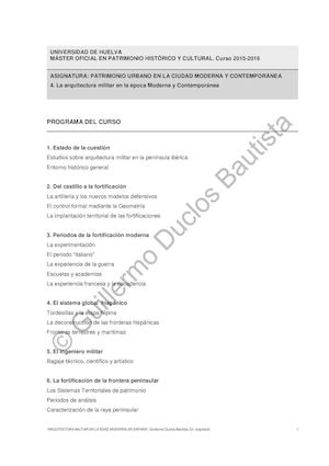 La Arquitectura Militar en época Moderna y Contemporánea