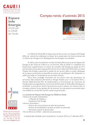 Bilan d'activités 2015 EIE du CAUE de l'Aude