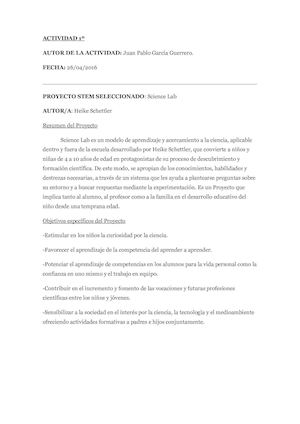Actividad 1 Proyecto Stem Science Lab