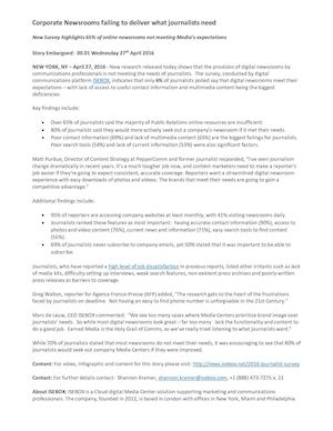 Corporate Newsrooms Failing To Deliver What Journalists Need Survey