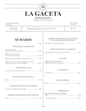 Gaceta No 77 Martes 26 De Abril De 2016
