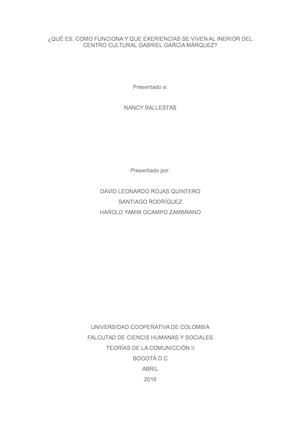 Proyecto Centro Cultural Gabriel García Márquez