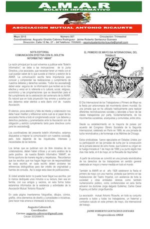 Boletín Informativo AMAR Asociación Mutual Antonio Ricaurte Mayo 2016