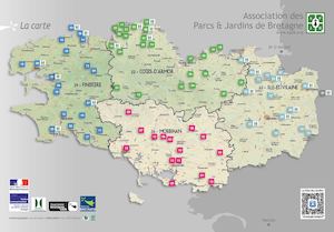 Carte des parcs et jardins de Bretagne