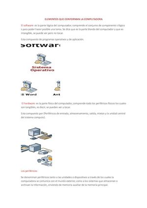 Elementos Que Conforman La Computadora