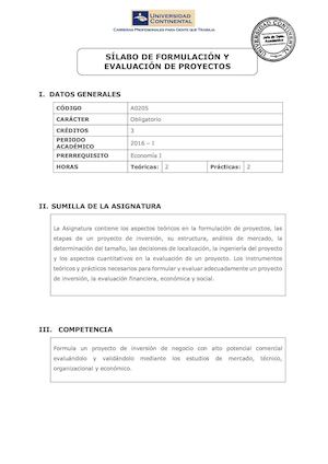 Silabo Formulacion Y Evaluacion De Proyectos2